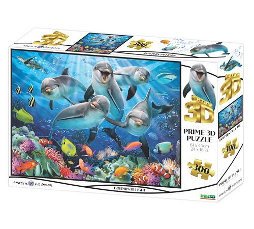 פאזל 300 חלקים תמונת 3D דולפינים